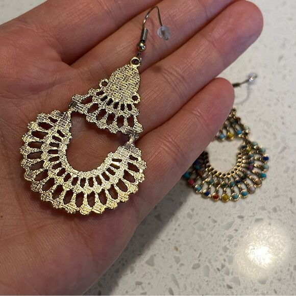 Bohemian Malachite/Faux‎ Citrine Multi-Color Drop Earrings - Picture 8 of 10